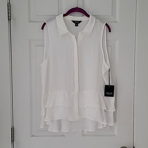 NWT Vera Wang white tank ruffle blouse